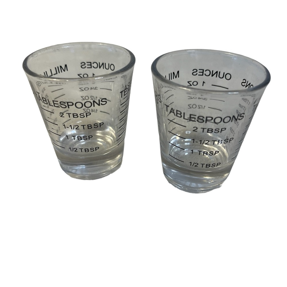 Lot of 6 Glass Measuring Shot Glasses Boiling Water, Microwave, Dishwasher Safe